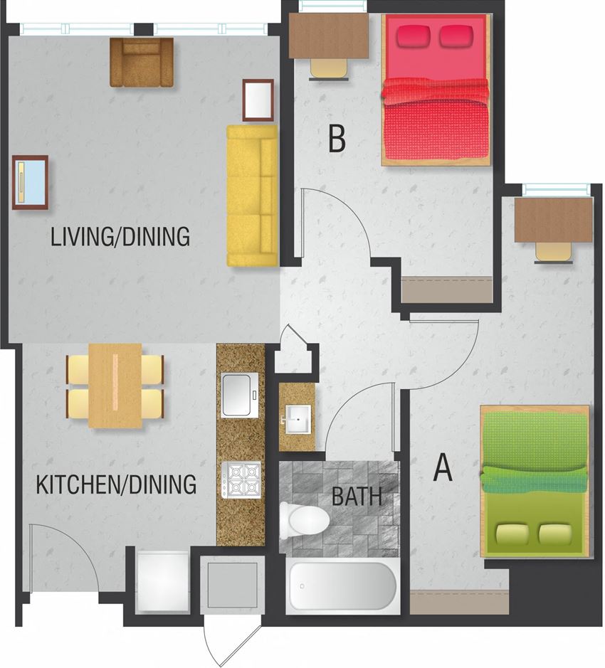W 2 Bedroom, 1 Bath